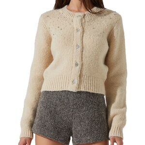 ASTR THE LABEL Sigourney Crewneck Cardigan Sweater, Size S